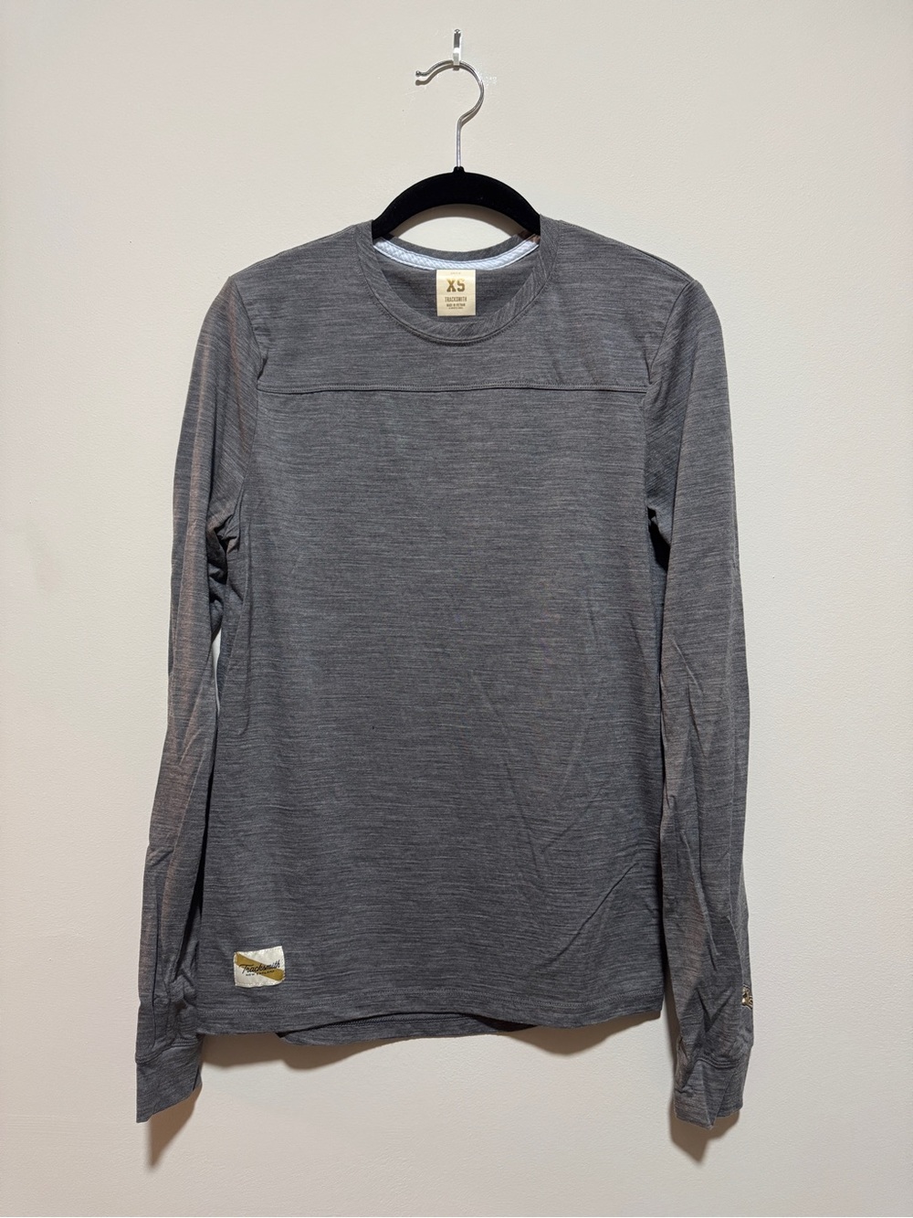 Tracksmith Harrier Long Sleeve Men’s XS Gray Merino Wool Running Shirt